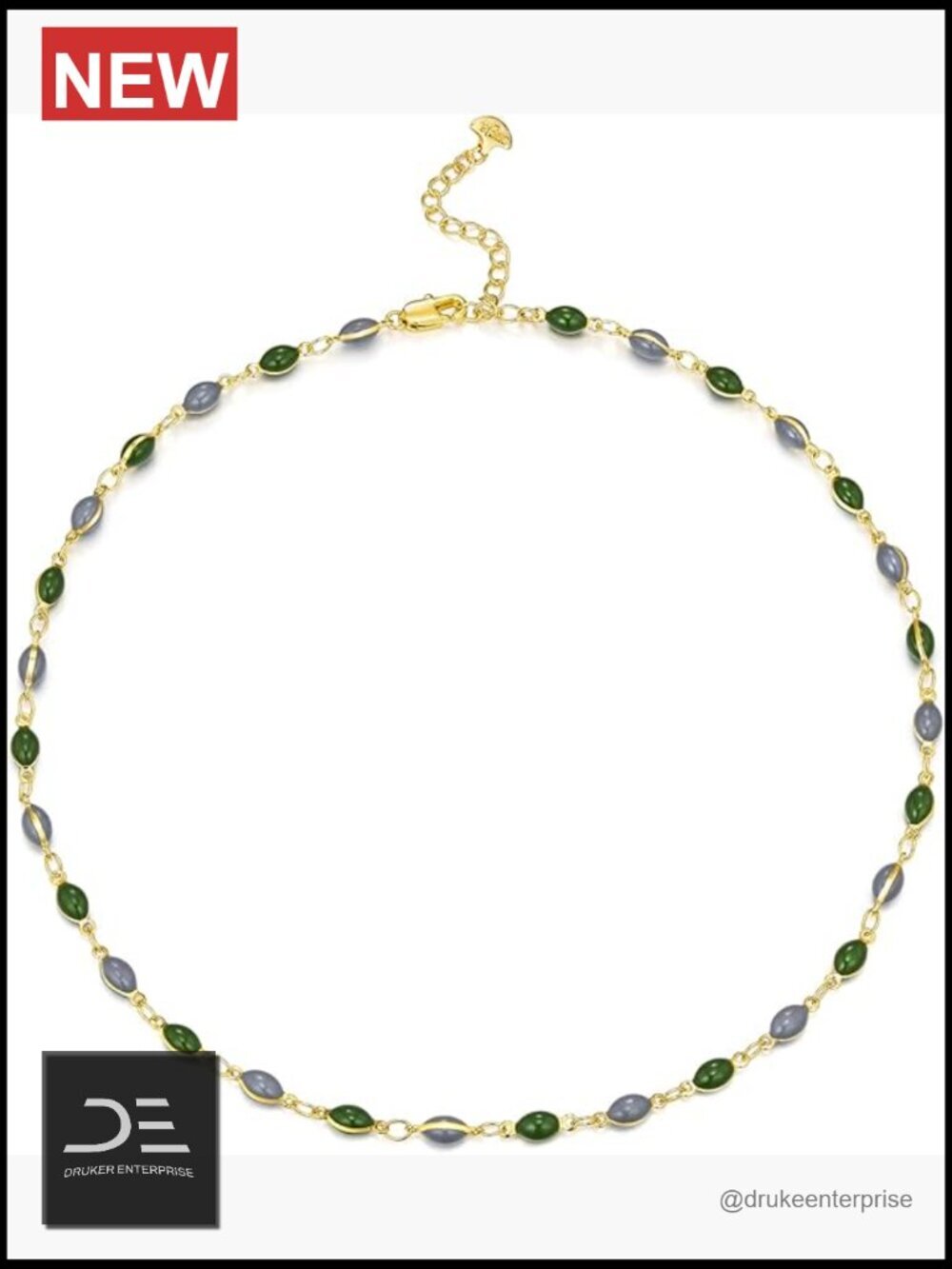 18K Gold Plated Beaded Necklace Natural Stone Crystal Pearl Choker Layering